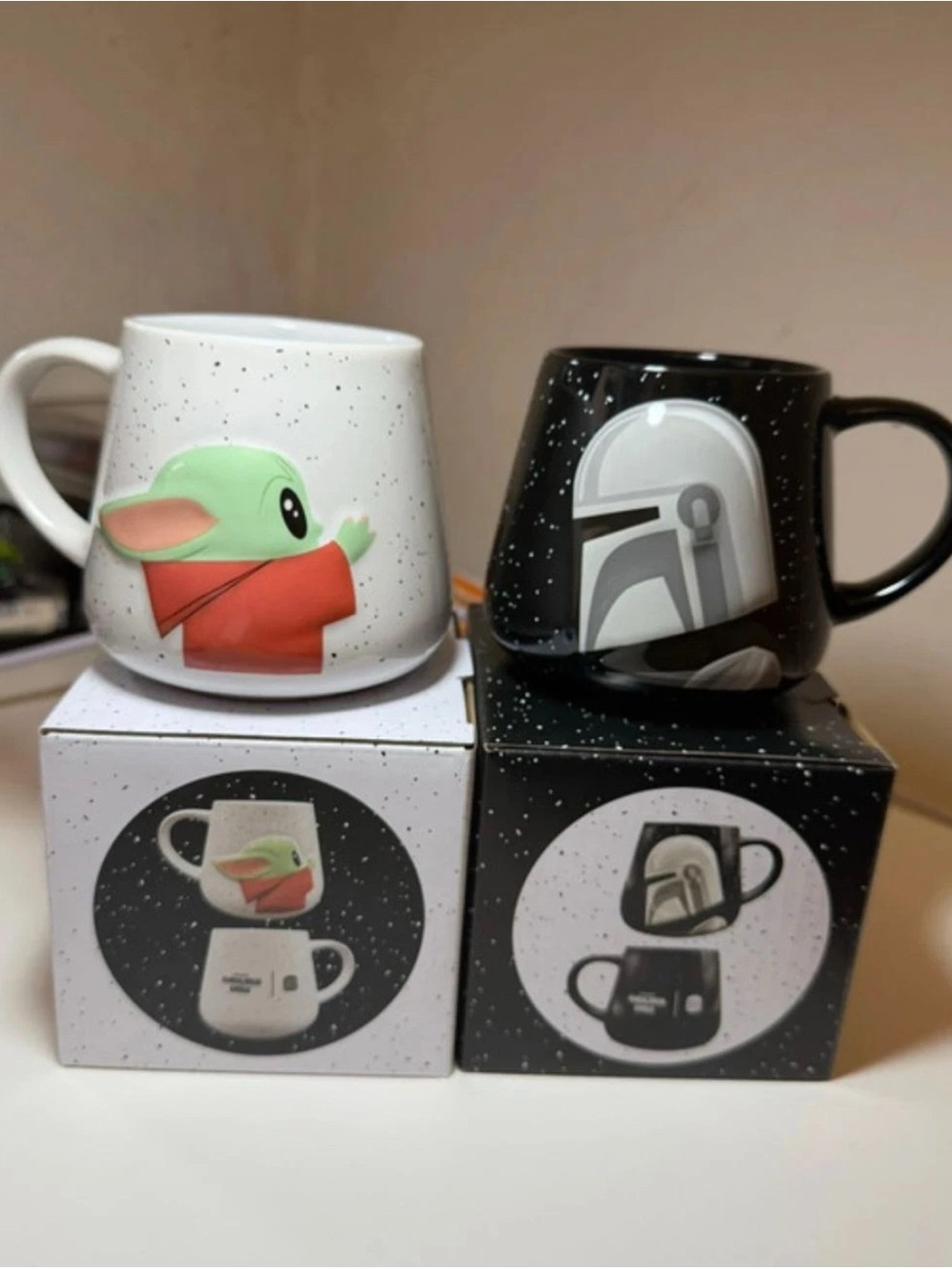 2 Star Wars Baby Yoda (Grogu) and Mando & Ceramic Mugs Set Burger King Mugs Set